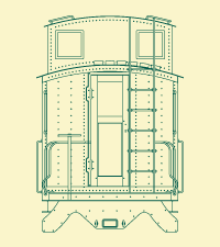 Steel Cupola Caboose Rear View Drawing